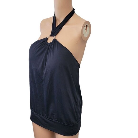 MICHAEL Kors Logo Ring Blouson Tankini Top - Iconic Solids. Size Small - Picture 4 of 10